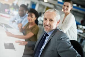 Business owner working with IT management