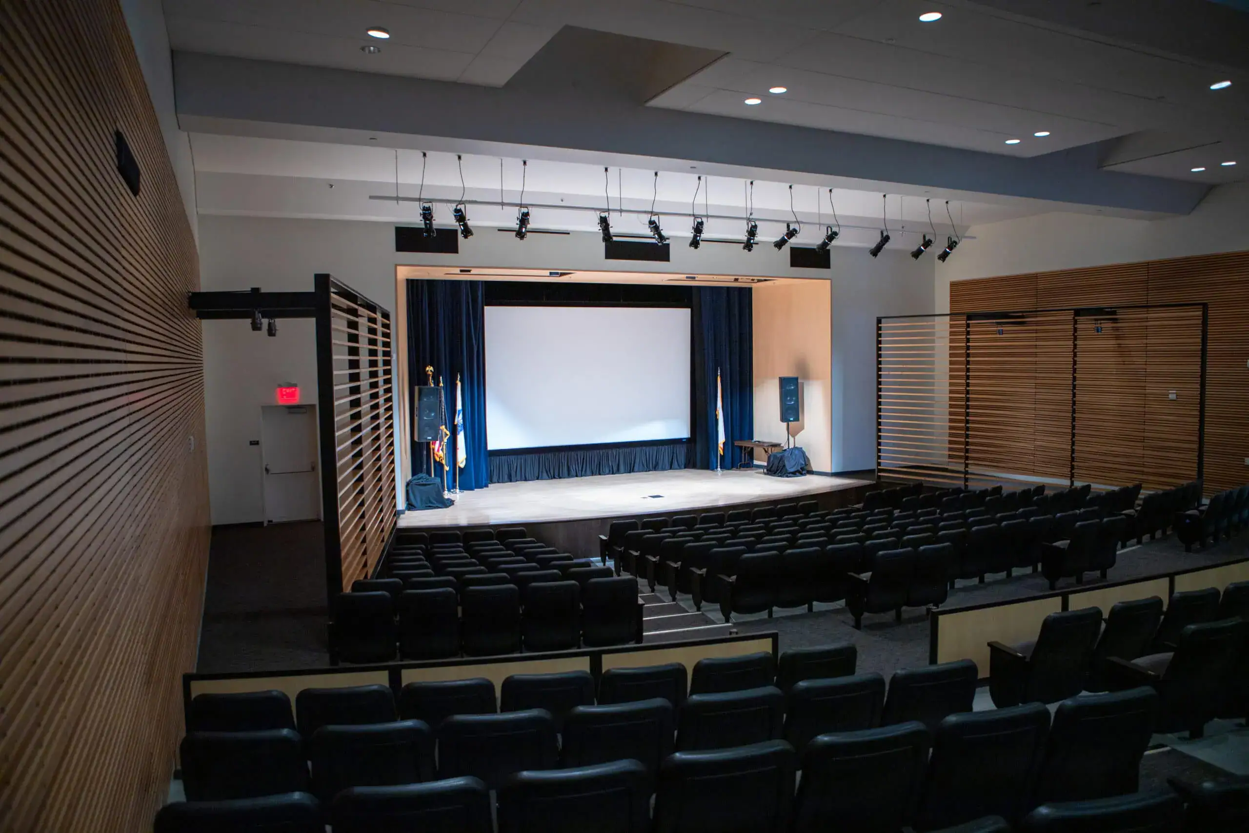 Classroom AV system with projection and lighting installed by Sebastian Corp.