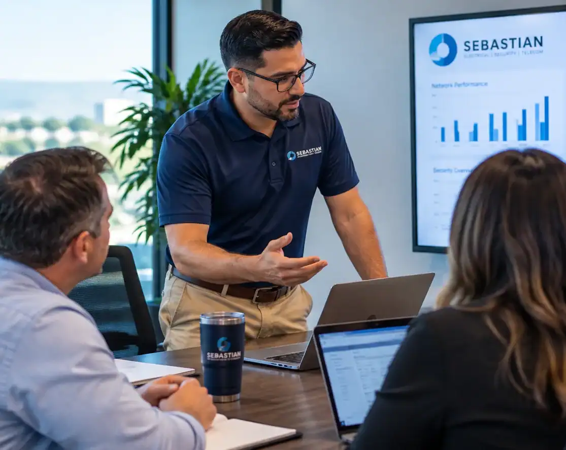 IT Consulting Team Reviewing Performance Dashboard